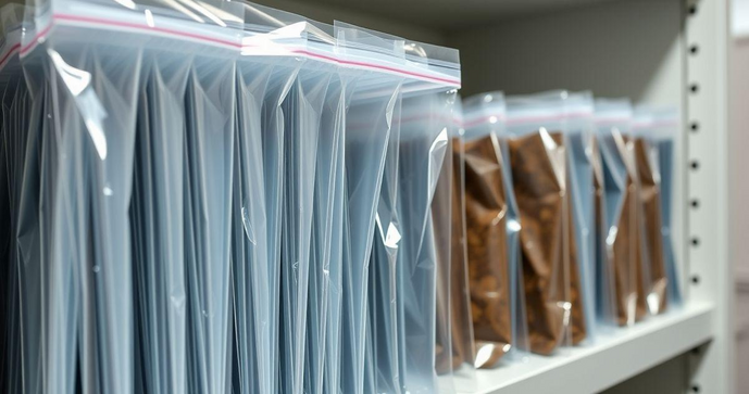 Sacos plásticos com fecho adesivo são a solução ideal para armazenamento e organização