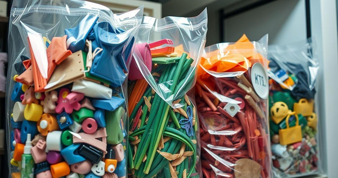 Sacos plásticos transparentes para armazenamento e organização